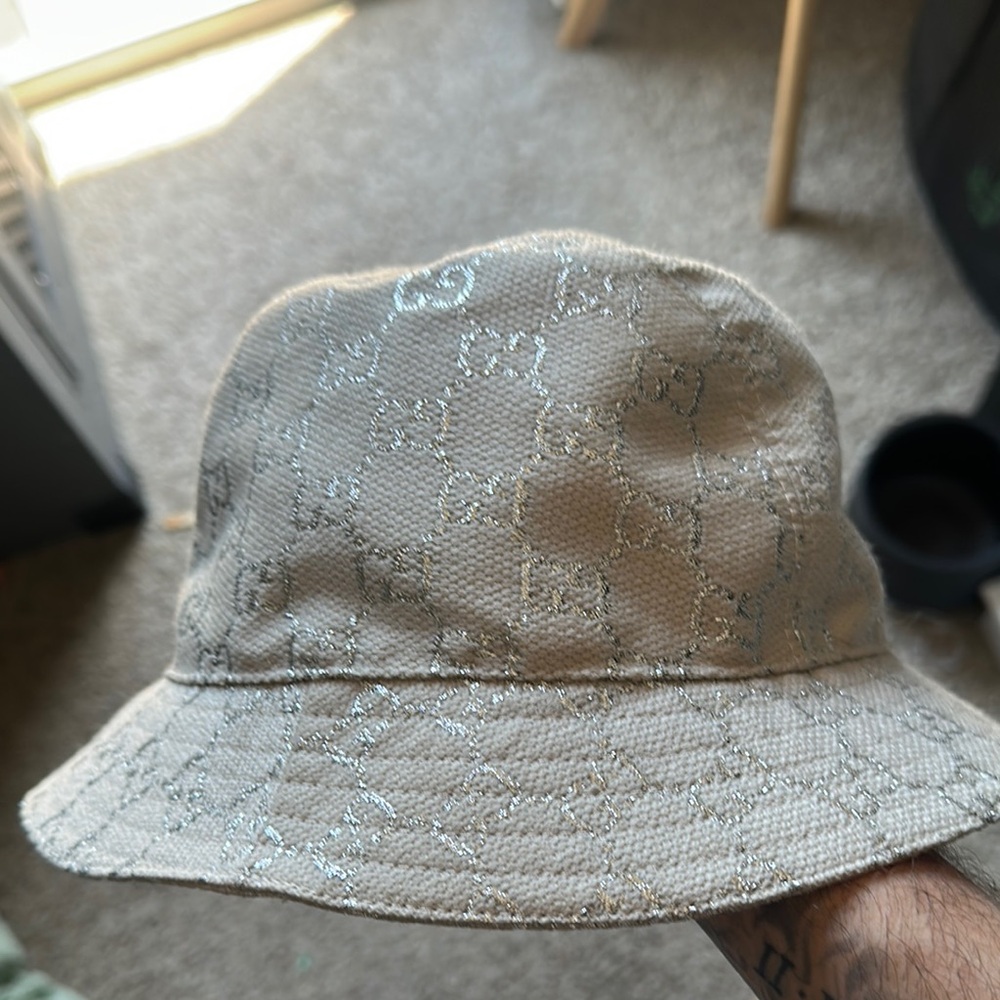 Gucci Beige Monogram Bucket Hat